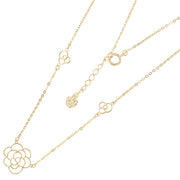 14K Gold Flower Necklace - 17+1'