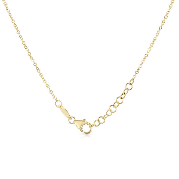 14K Gold Cross Heart & Angel Wing Pendant Charms Chain Necklace - 17+1'