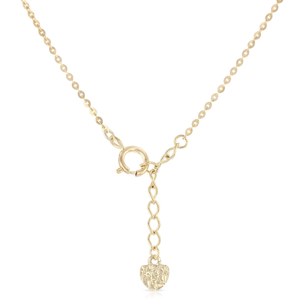 14K Gold Moon and Star Pendant Charm Chain Necklace - 17+1'