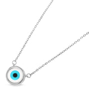 14K Gold Evil Eye CZ Pendant Charm Chain Necklace - 17+1'