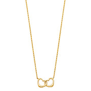 14K Gold Interlocking Double Hearts Pendant Chain Necklace - 17+1'