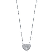 14K Gold Heart With Micro Pave CZ Pendant Chain Necklace - 17+1'