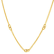 14K Gold Eternity Interlocking Open Circles Necklace with Double Chain - 17+1'