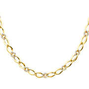 14K Gold Fancy Flat Chain Linked Hollow Chain Link Necklace - 18'