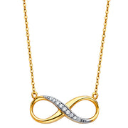 14K Gold Infinity Forever Love CZ Pendant Charm Chain Necklace - 17+1'