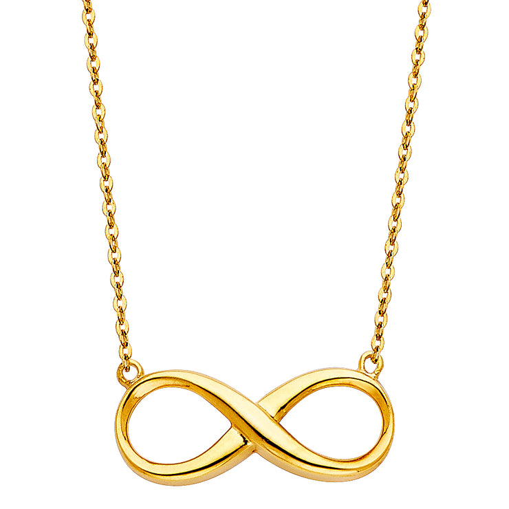 14K Gold Infinity Forever Love Pendant Charm Chain Necklace - 17+1'