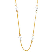 14K Gold Plain Cross Charms Chain Necklace - 17+1'