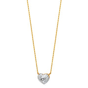 14K Gold Heart Necklace - 17+1'