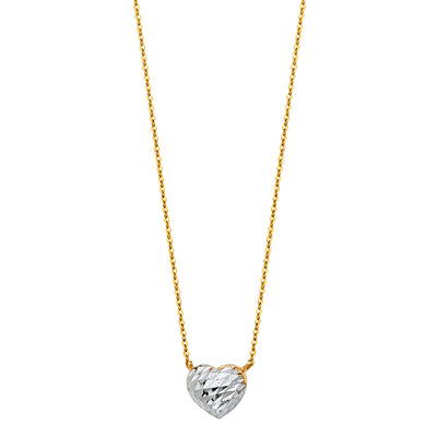 14K Gold Heart Necklace - 17+1'