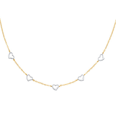 14K Gold Heart Chain Linked Hollow Necklace Chain - 17'