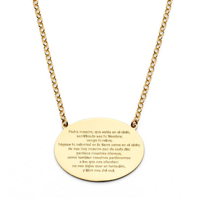 14K Gold Lord Spanish Prayer Necklace in Spanish - 17+1'