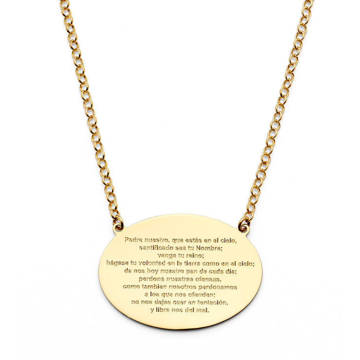 14K Gold Lord Spanish Prayer Necklace in Spanish - 17+1'