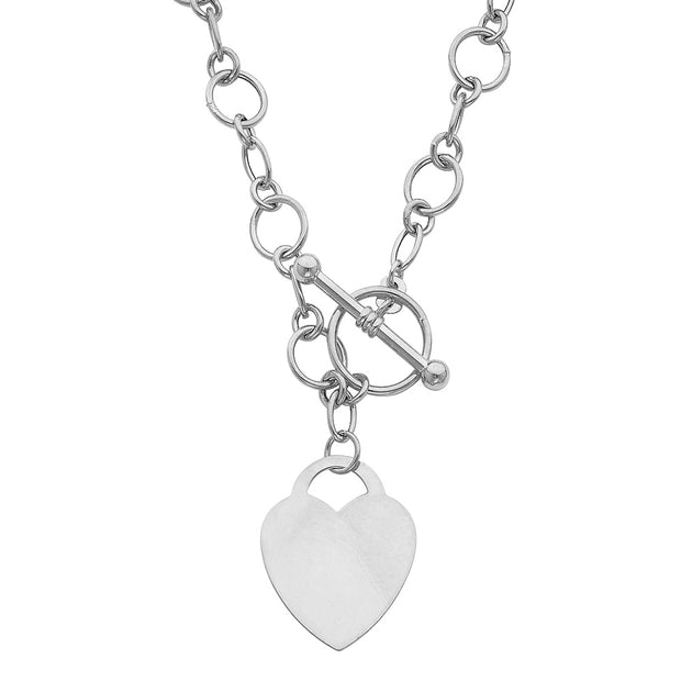 14K Gold Hollow Links With Heart Necklace - 18'