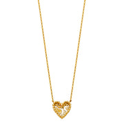 14K Gold Heart Necklace - 17+1'