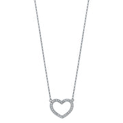 14K Gold Open Heart Pave CZ Necklace - 17+1'