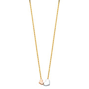14K Gold Hearts Pendant Chain Necklace - 17+1'