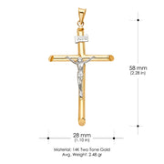 14K Gold Crucifix Cross Religious Charm Pendant with 1.2mm Box Chain Necklace