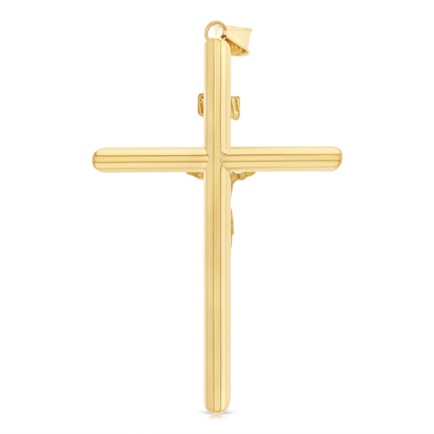 14K Gold Crucifix Cross Pendant with 2.3mm Figaro 3+1 Chain