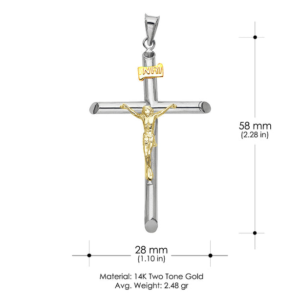 14K Gold Crucifix Cross Religious Pendant