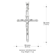 14K Gold Crucifix Cross Pendant with 2mm Rope Chain