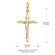 14K Gold Crucifix Cross Religious Pendant