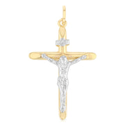 14K Gold Crucifix Cross Pendant with 1.8mm Singapore Chain