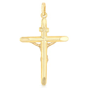 14K Gold Crucifix Cross Pendant with 1.8mm Singapore Chain