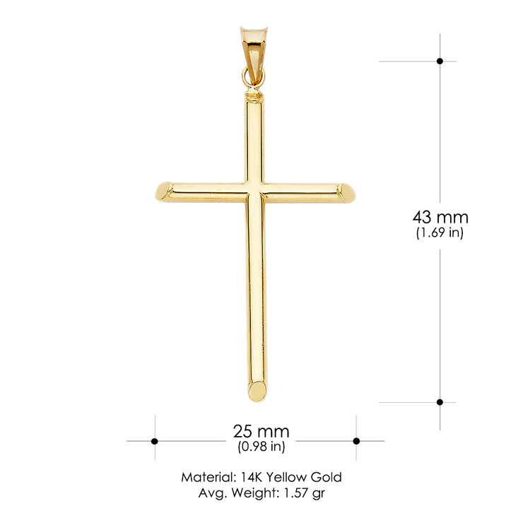 14K Gold Cross Pendant with 1.8mm Singapore Chain