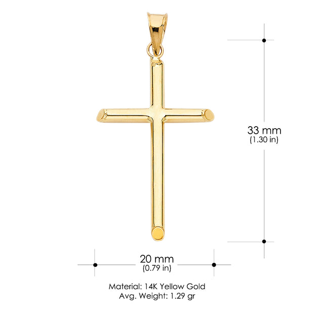 14K Gold Cross Pendant with 2.3mm Figaro 3+1 Chain