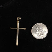 14K Gold Cross Pendant with 1.7mm Flat Open Wheat Chain