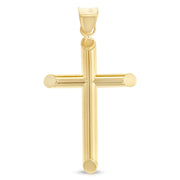 14K Gold Classic Cross Religious Charm Pendant with 0.8mm Box Chain Necklace