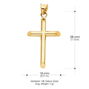 14K Gold Cross Pendant with 1.2mm Singapore Chain