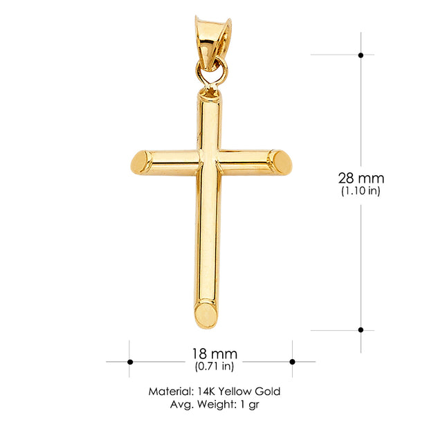 14K Gold Classic Cross Religious Charm Pendant with 0.8mm Box Chain Necklace