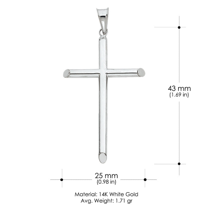 14K Gold Classic Cross Charm Pendant with 1.4mm Round Wheat Chain Necklace