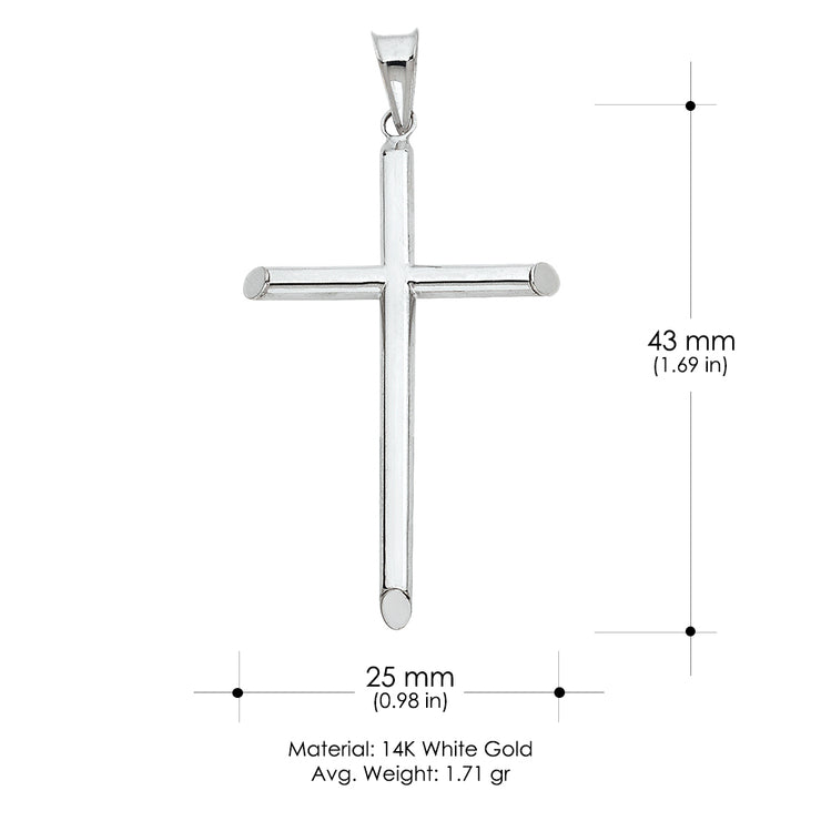 14K Gold Cross Pendant with 2mm Rope Chain