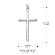 14K Gold Cross Pendant with 1.5mm Flat Open Wheat Chain