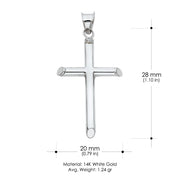 14K Gold Cross Pendant with 1.5mm Flat Open Wheat Chain