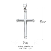 14K Gold Classic Cross Charm Pendant with 1.1mm Wheat Chain Necklace
