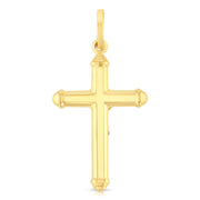 14K Gold Crucifix Cross Pendant with 1.5mm Flat Open Wheat Chain