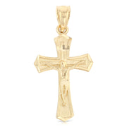 14K Gold Jesus Crucifix Cross Religious Charm Pendant with 0.8mm Box Chain Necklace