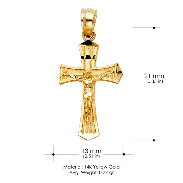 14K Gold Jesus Crucifix Cross Religious Pendant