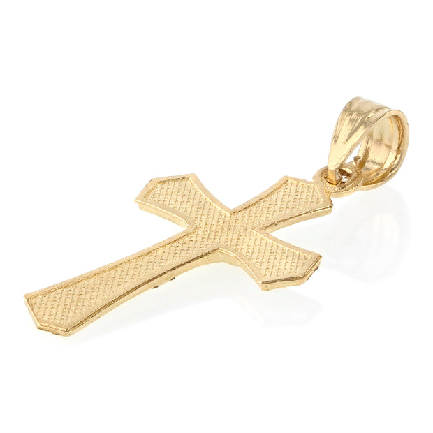 14K Gold Jesus Crucifix Cross Religious Charm Pendant with 0.8mm Box Chain Necklace