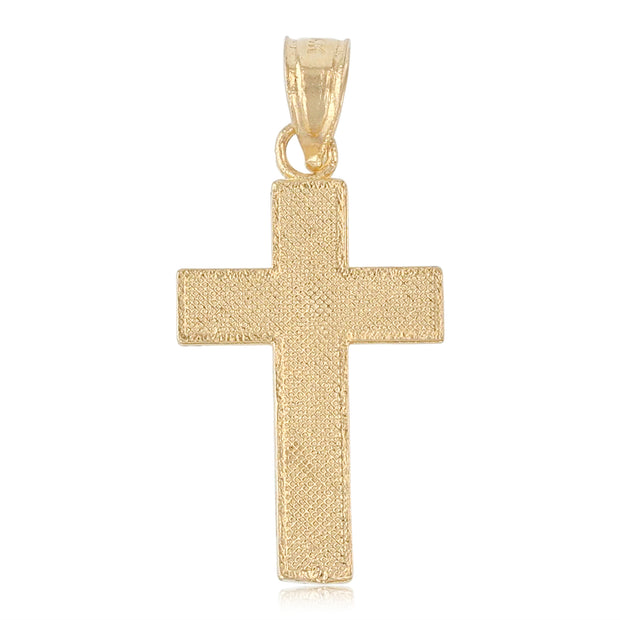 14K Gold Jesus Crucifix Cross Charm Pendant with 0.9mm Wheat Chain Necklace