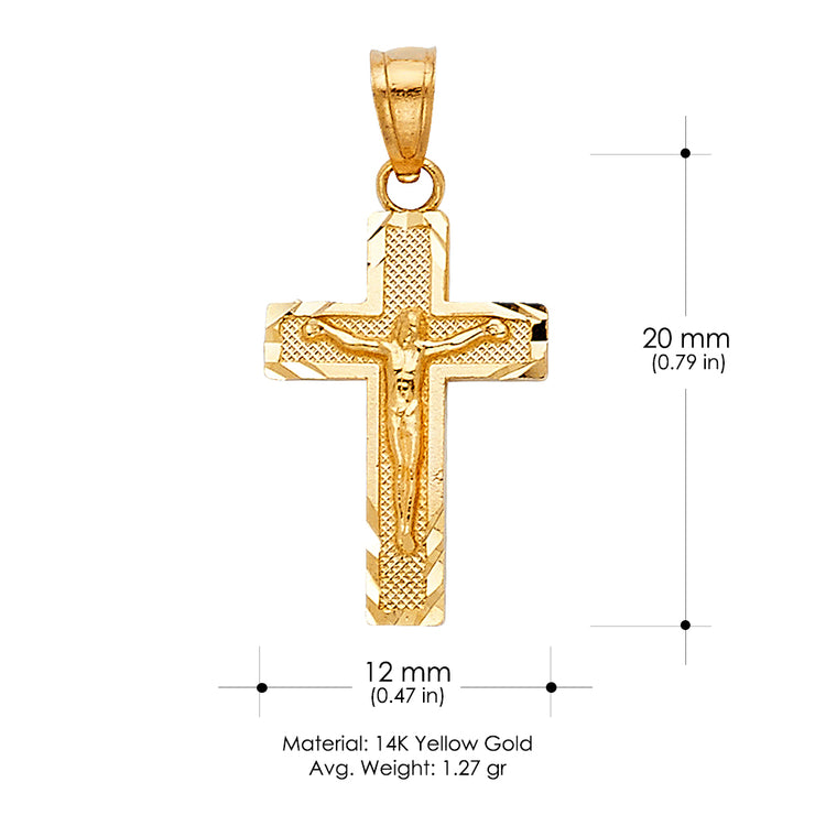 14K Gold Jesus Crucifix Cross Religious Pendant