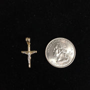 14K Gold Crucifix Cross Pendant with 1.2mm Singapore Chain