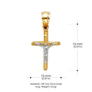 14K Gold Jesus Crucifix Cross Religious Pendant