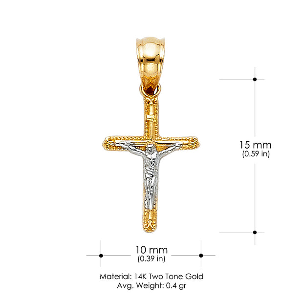 14K Gold Jesus Crucifix Cross Religious Pendant