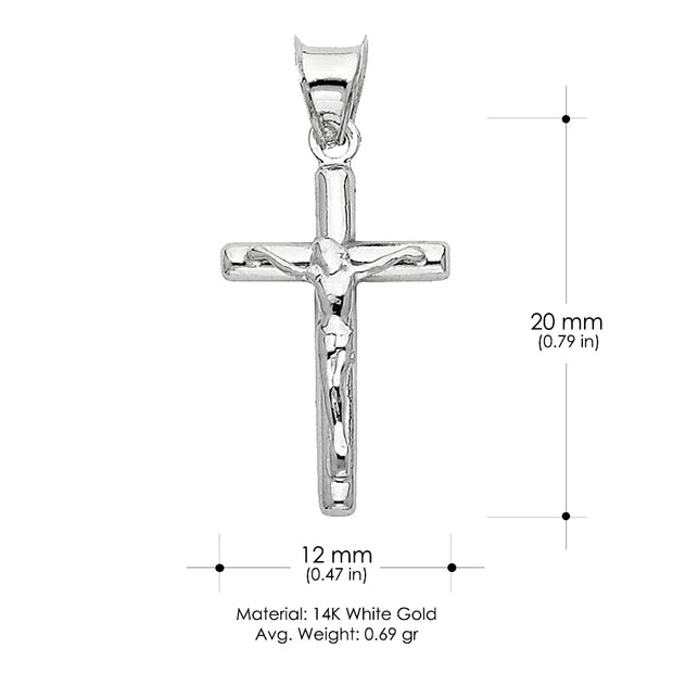 14K Gold Crucifix Cross Pendant with 1.5mm Rope Chain