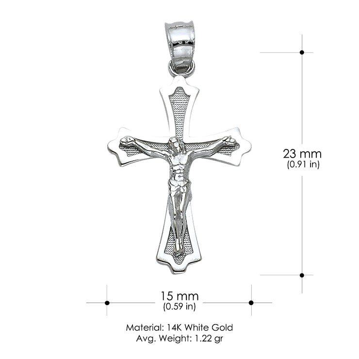 14K Gold Crucifix Cross Pendant with 1.5mm Rope Chain