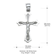 14K Gold Crucifix Cross Pendant with 1.2mm Singapore Chain